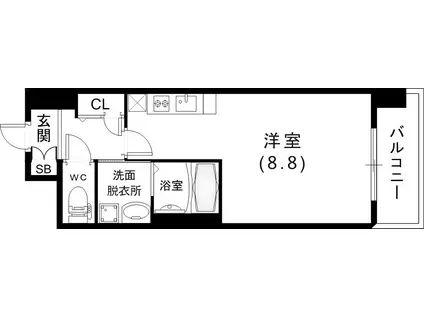 エスリード神戸三宮パークビュー(ワンルーム/7階)の間取り写真