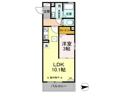 ニュー ヴィレッジ(1LDK/1階)の間取り写真
