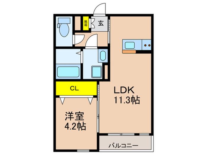 アート樟葉(1LDK/2階)の間取り写真