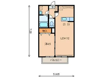 プリンストレーチェ(1LDK/1階)の間取り写真