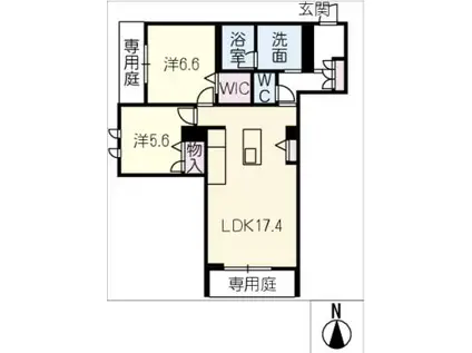 ル・ヴェール平芝(2LDK/1階)の間取り写真