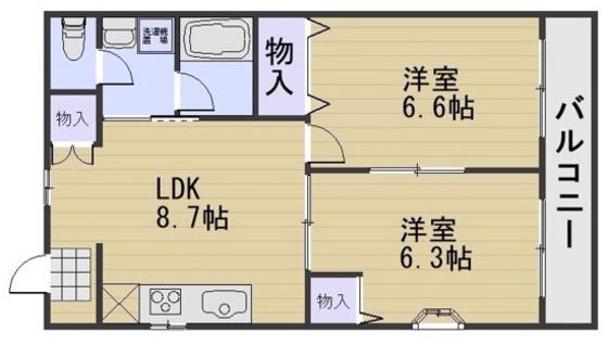 PRECIOUS-K(2LDK/6階)の間取り写真