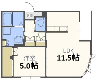 アベイユ(1LDK/1階)の間取り写真