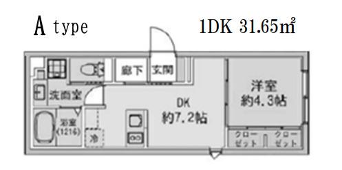 FABRIC蒲田ウエスト RESIDENCE(1DK/1階)の間取り写真