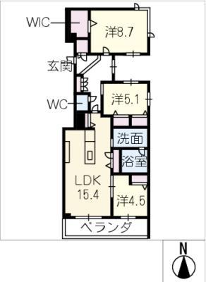 シャーメゾン国府宮駅前(3LDK/3階)の間取り写真