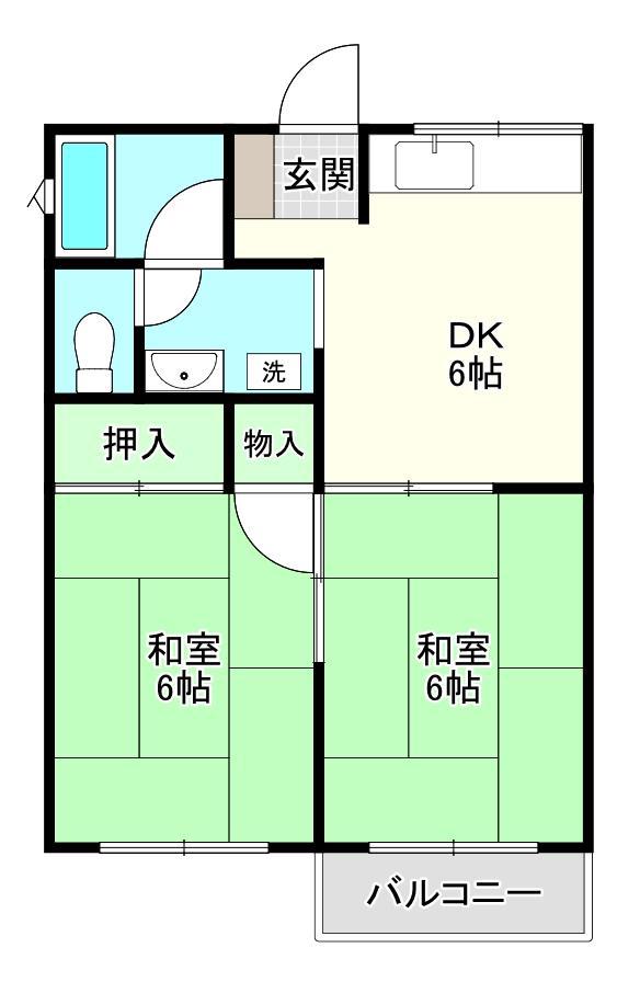 第一サニーハイツ(2DK/2階)の間取り写真