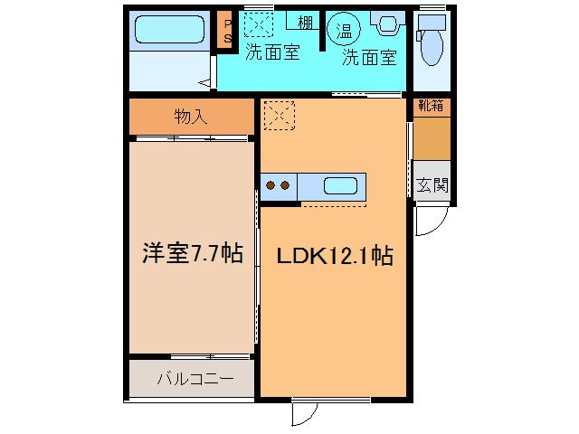 TOWN西5南17ベリーIIA(1LDK/1階)の間取り写真
