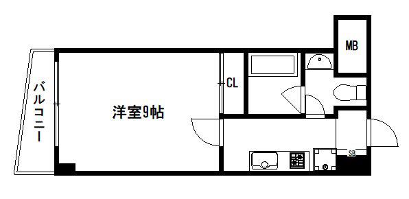 アルビオン(1K/7階)の間取り写真