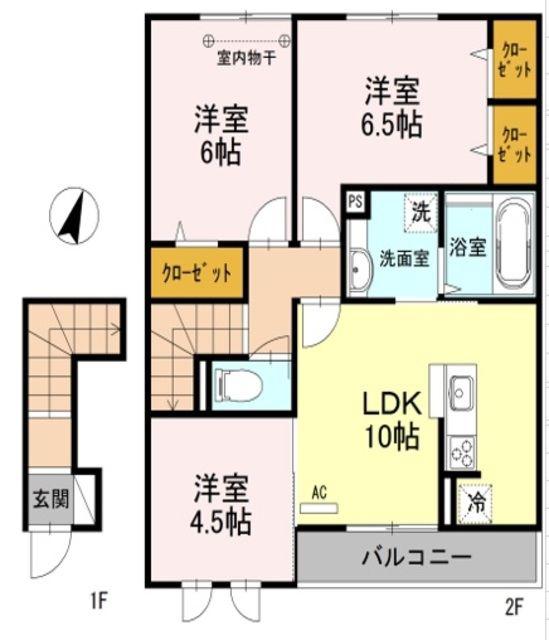 ブルームーン B(3LDK/2階)の間取り写真