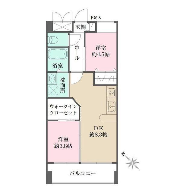 アビオン中野坂上B号棟(2DK/3階)の間取り写真