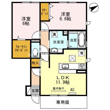 アリエッタ(2LDK/1階)の間取り写真