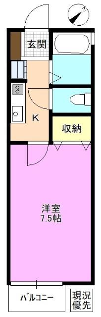グランメール(1K/2階)の間取り写真