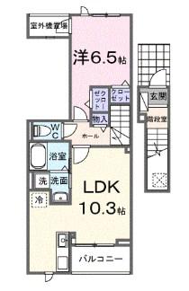 メゾン・ド・ヴィラI(1LDK/2階)の間取り写真
