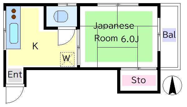 坂口荘(1K/2階)の間取り写真
