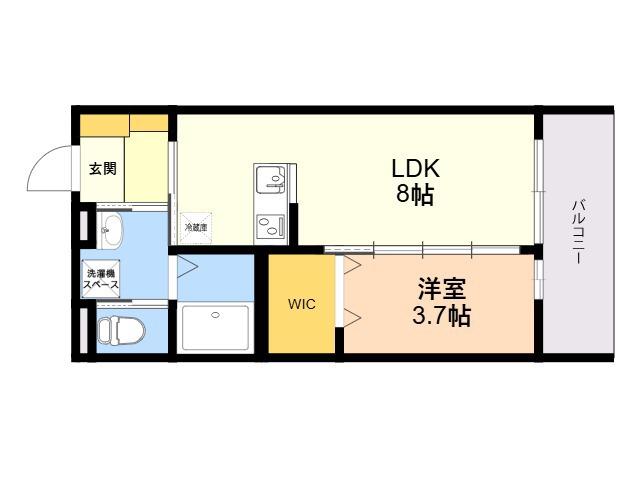 ROBOT HOME 西新(1LDK/1階)の間取り写真