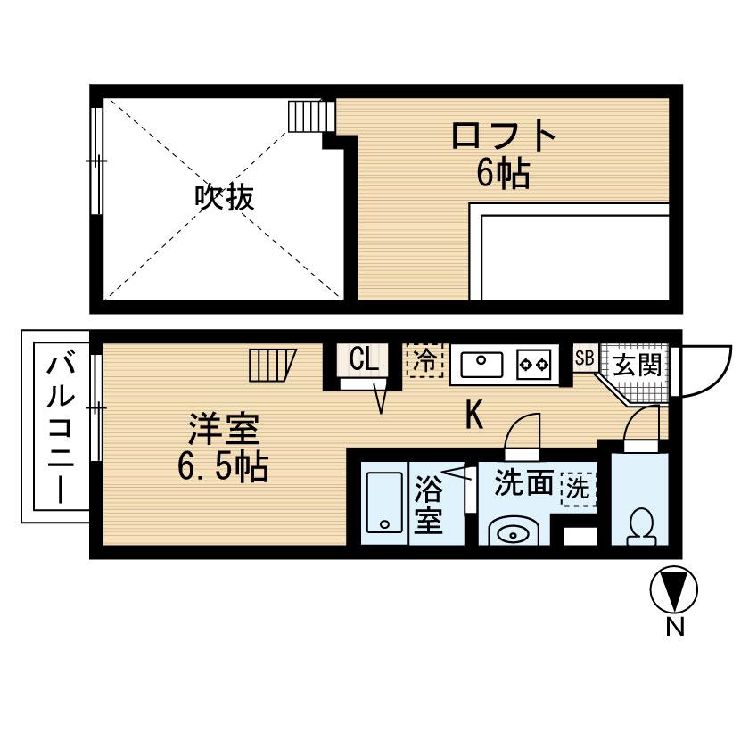 アイディアル若草(1K/1階)の間取り写真