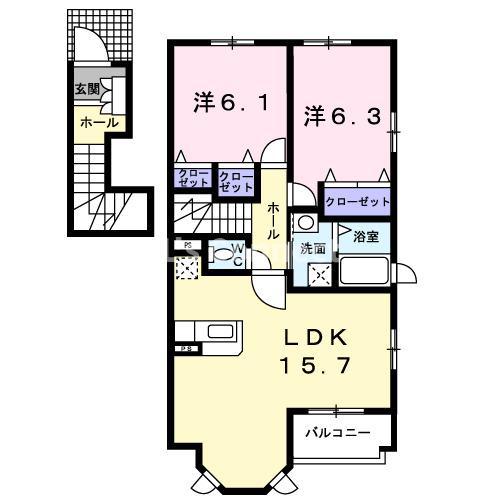 アンジュ II(2LDK/2階)の間取り写真