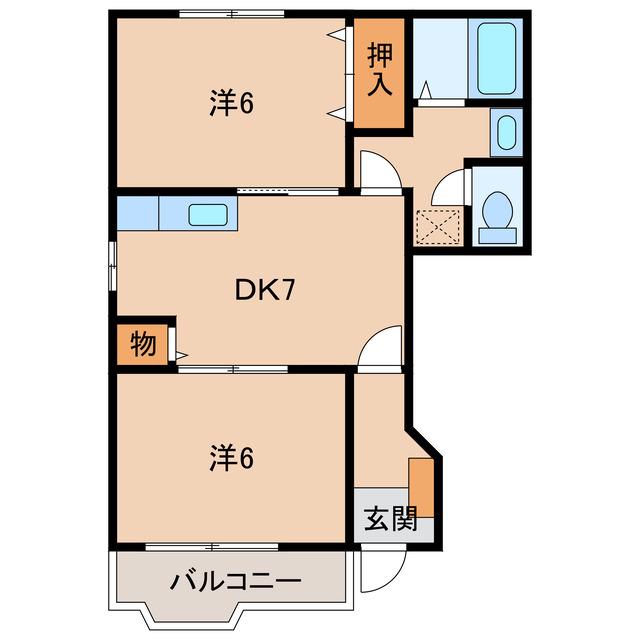 アレグリアス(2DK/1階)の間取り写真