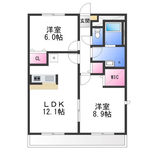 アンプルールクラージュスールII(2LDK/1階)の間取り写真