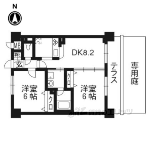 エステムプラザ京都河原町通(2DK/1階)の間取り写真