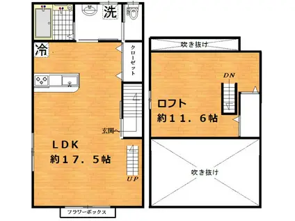 ブリックハウス等々力(ワンルーム/2階)の間取り写真