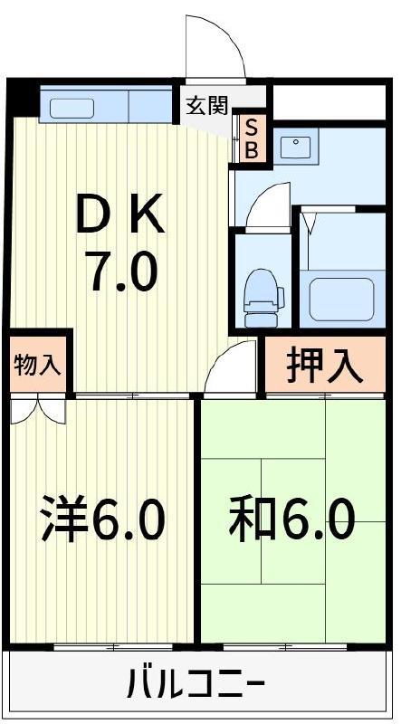 サンジュエール二番館(1DK/2階)の間取り写真