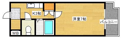 オブジェ牧本(1K/4階)の間取り写真