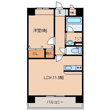 イルプリモ上津(1LDK/2階)の間取り写真