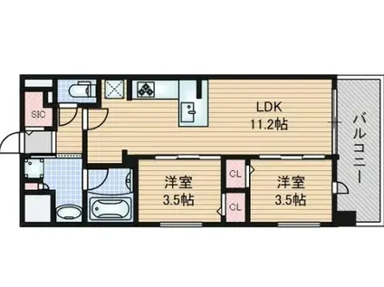 プレサンスジェネ上前津(2LDK/9階)の間取り写真