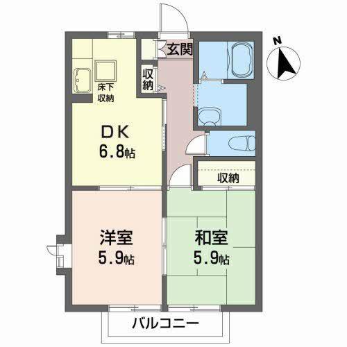 ルナ・ピエーナ(2DK/1階)の間取り写真