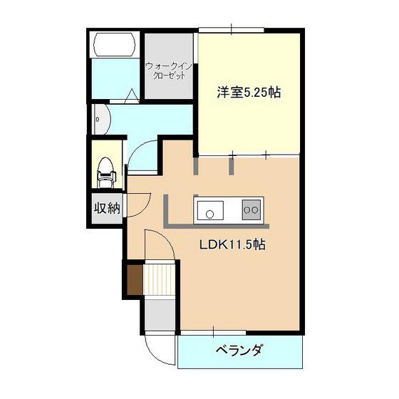 CUBE HOUSE MORIOKA(1LDK/1階)の間取り写真