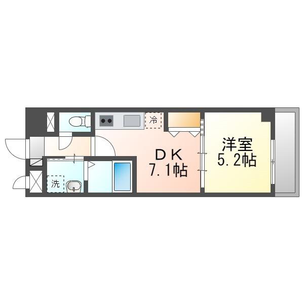 てぃーだむい牧志(1DK/2階)の間取り写真