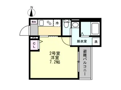 ベイルームグラン扇町イースト(1K/3階)の間取り写真