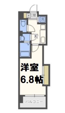 LUXE難波西III(1K/12階)の間取り写真