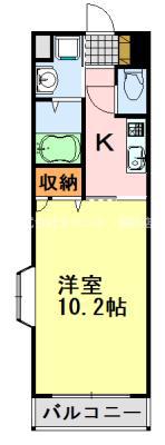 グランシャルマン(1K/4階)の間取り写真