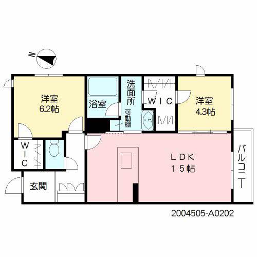 シャーメゾンROCK FIELD(2LDK/2階)の間取り写真
