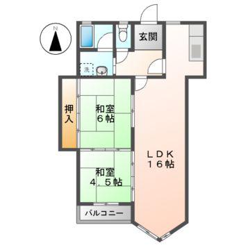 フルーヴェ1番館(2LDK/3階)の間取り写真
