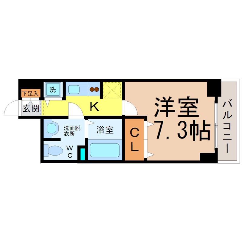 プレサンスSAKAEリバースタイル(1K/8階)の間取り写真