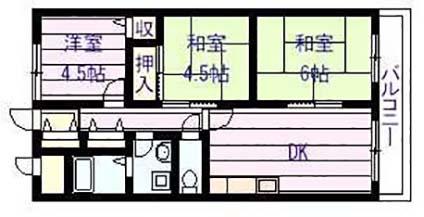 アルカザーレ国分西(3DK/5階)の間取り写真