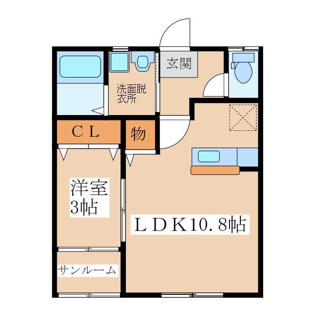 カーサコリーナ(1LDK/1階)の間取り写真