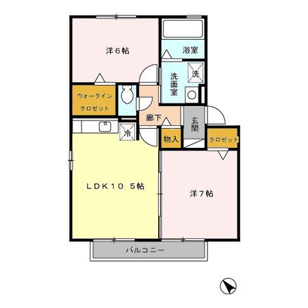 リヴィエールA(2LDK/1階)の間取り写真