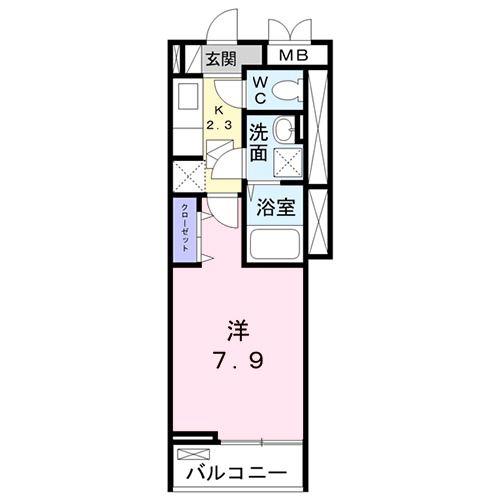 シャンドフルール(1K/1階)の間取り写真