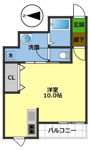 サンホーム南国NEO(ワンルーム/1階)の間取り写真
