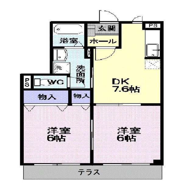 キャンディータフトS(2DK/1階)の間取り写真