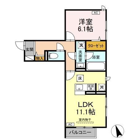 グランガーデン弘明寺(1LDK/1階)の間取り写真