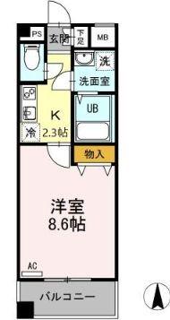 AT HAKKEY(1K/4階)の間取り写真