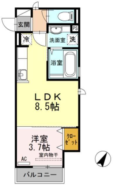 ル・パルテール(1LDK/2階)の間取り写真