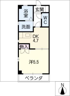セゾン丸山(1K/2階)の間取り写真
