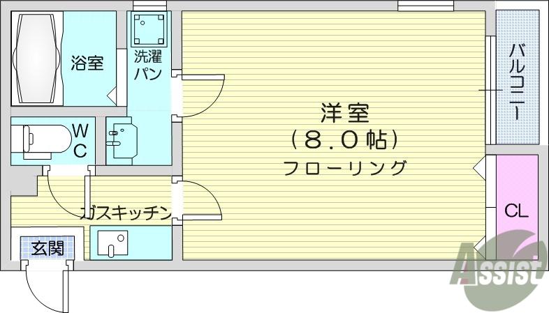 フルハウス(1K/1階)の間取り写真