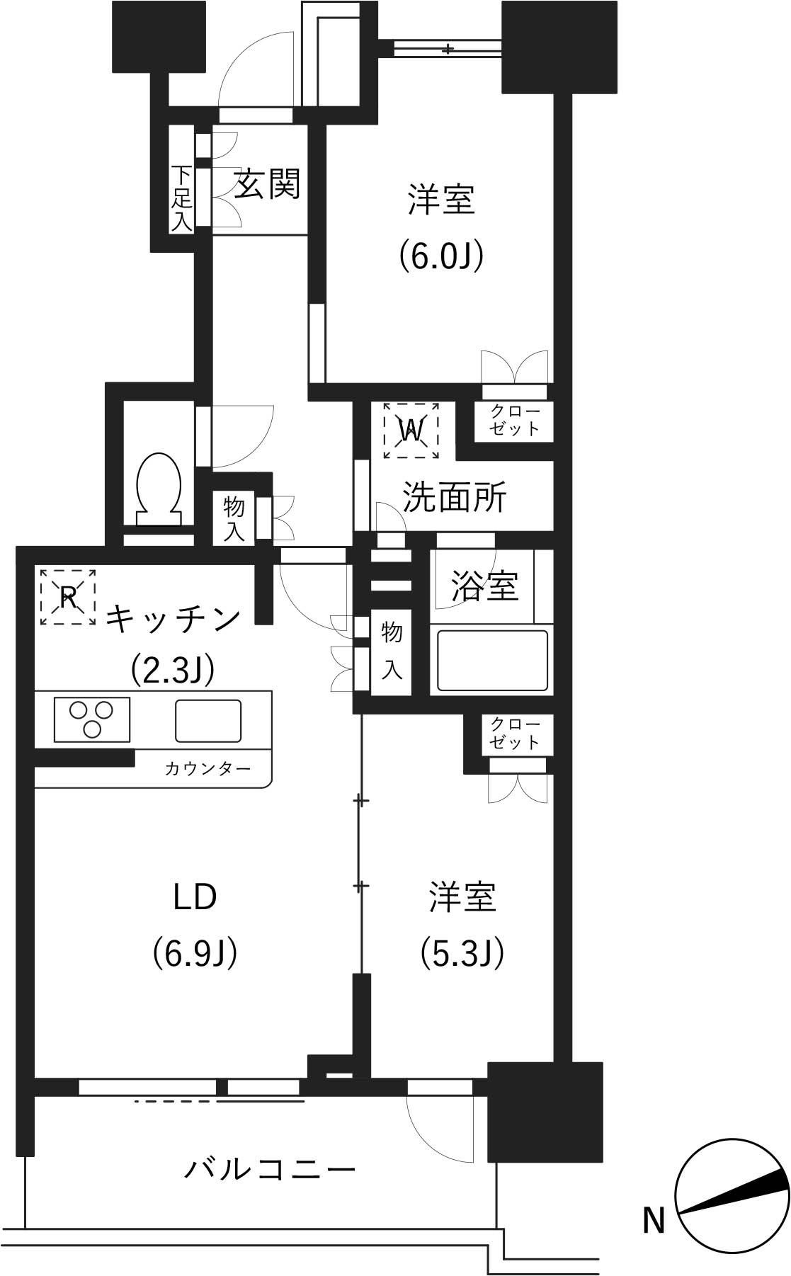 イプセ府中(2LDK/12階)の間取り写真